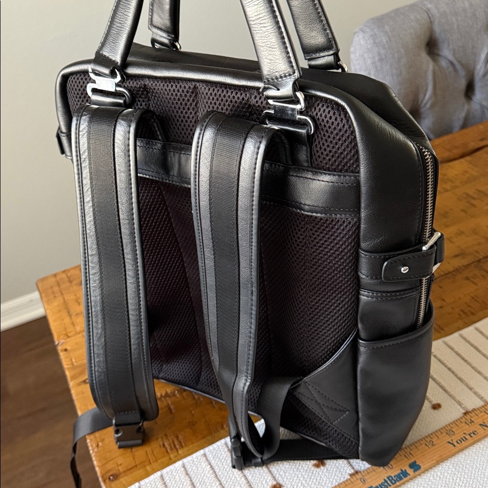 Black Leather Backpack by Bison Denim - Picture 2 of 7
